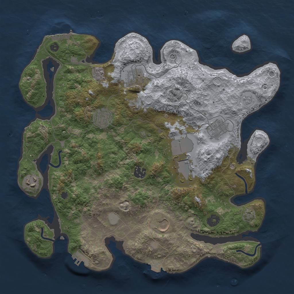 Rust Map: Procedural Map, Size: 3500, Seed: 2103561835, 16 Monuments