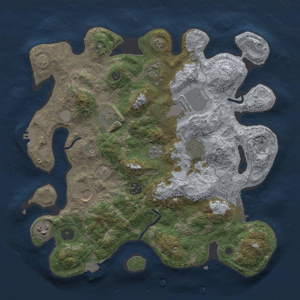 Rust Map: Procedural Map, Size: 3500, Seed: 1869983626, 16 Monuments
