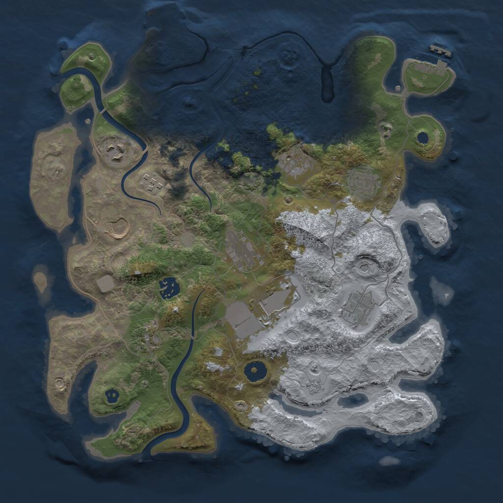 Rust Map: Procedural Map, Size: 3550, Seed: 59092458, 16 Monuments