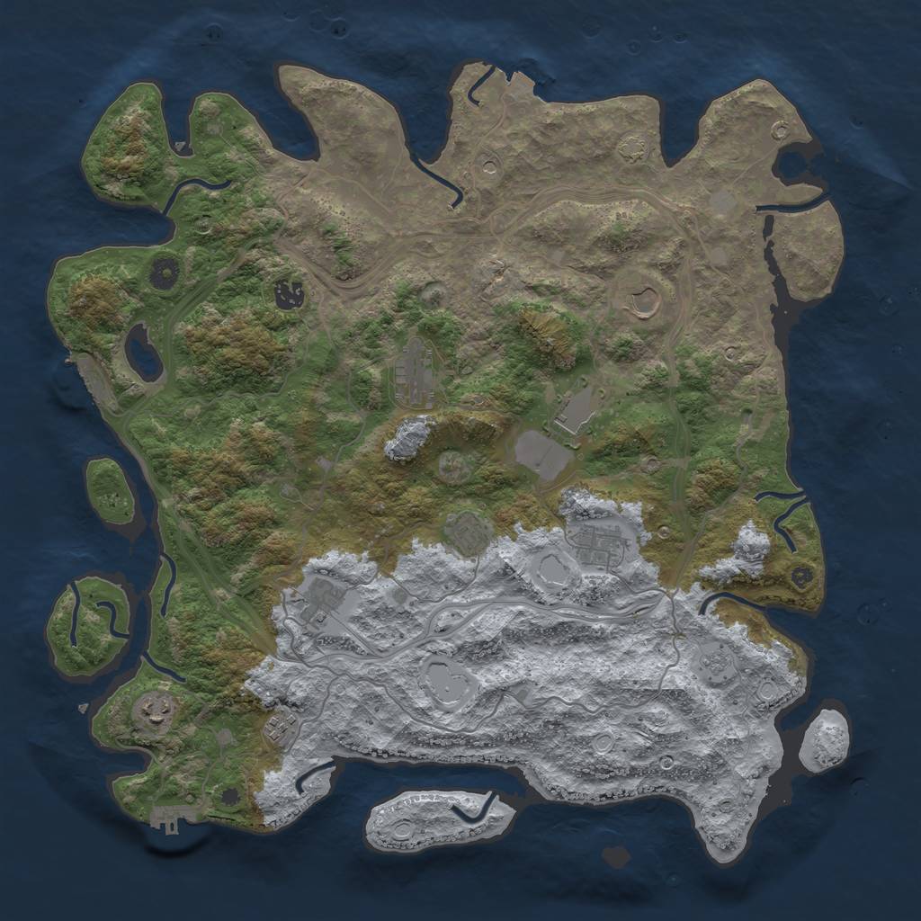 Rust Map: Procedural Map, Size: 4400, Seed: 3443471, 17 Monuments