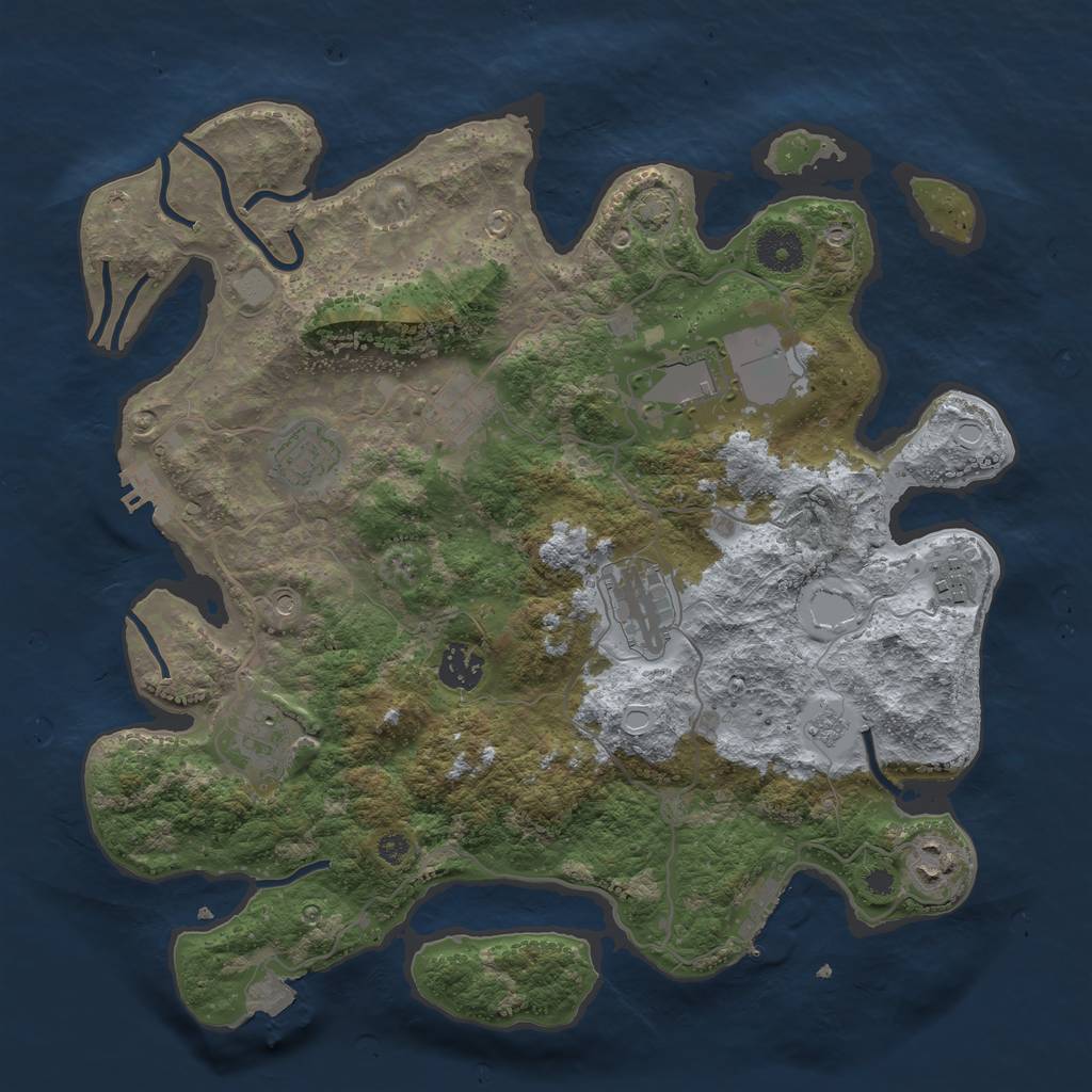 Rust Map: Procedural Map, Size: 3600, Seed: 65537476, 16 Monuments