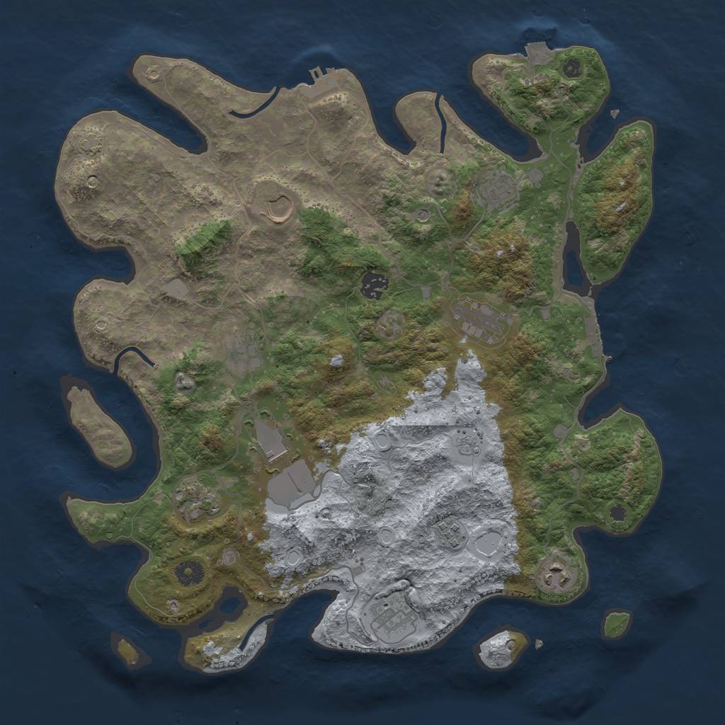 Rust Map: Procedural Map, Size: 3950, Seed: 69569899, 18 Monuments