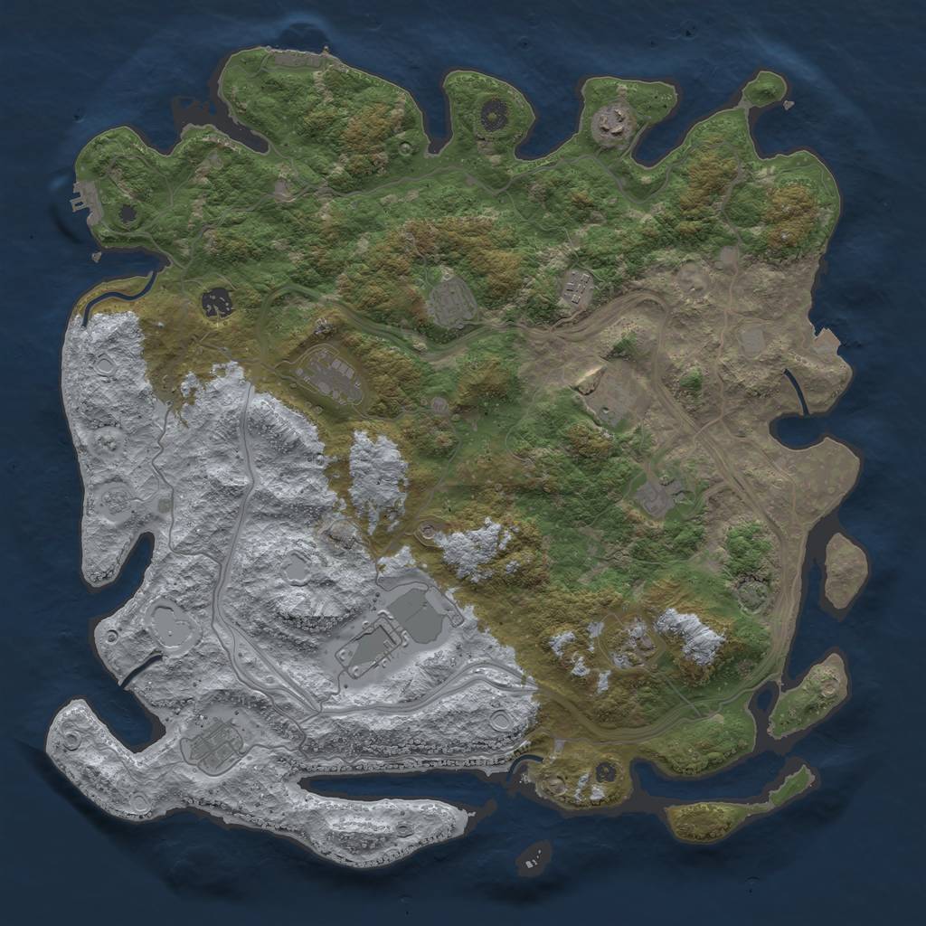 Rust Map: Procedural Map, Size: 4500, Seed: 1248381032, 18 Monuments