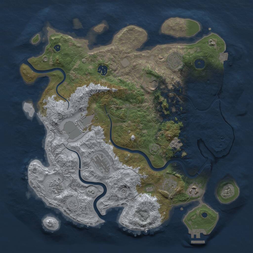 Rust Map: Procedural Map, Size: 3750, Seed: 96071619, 14 Monuments
