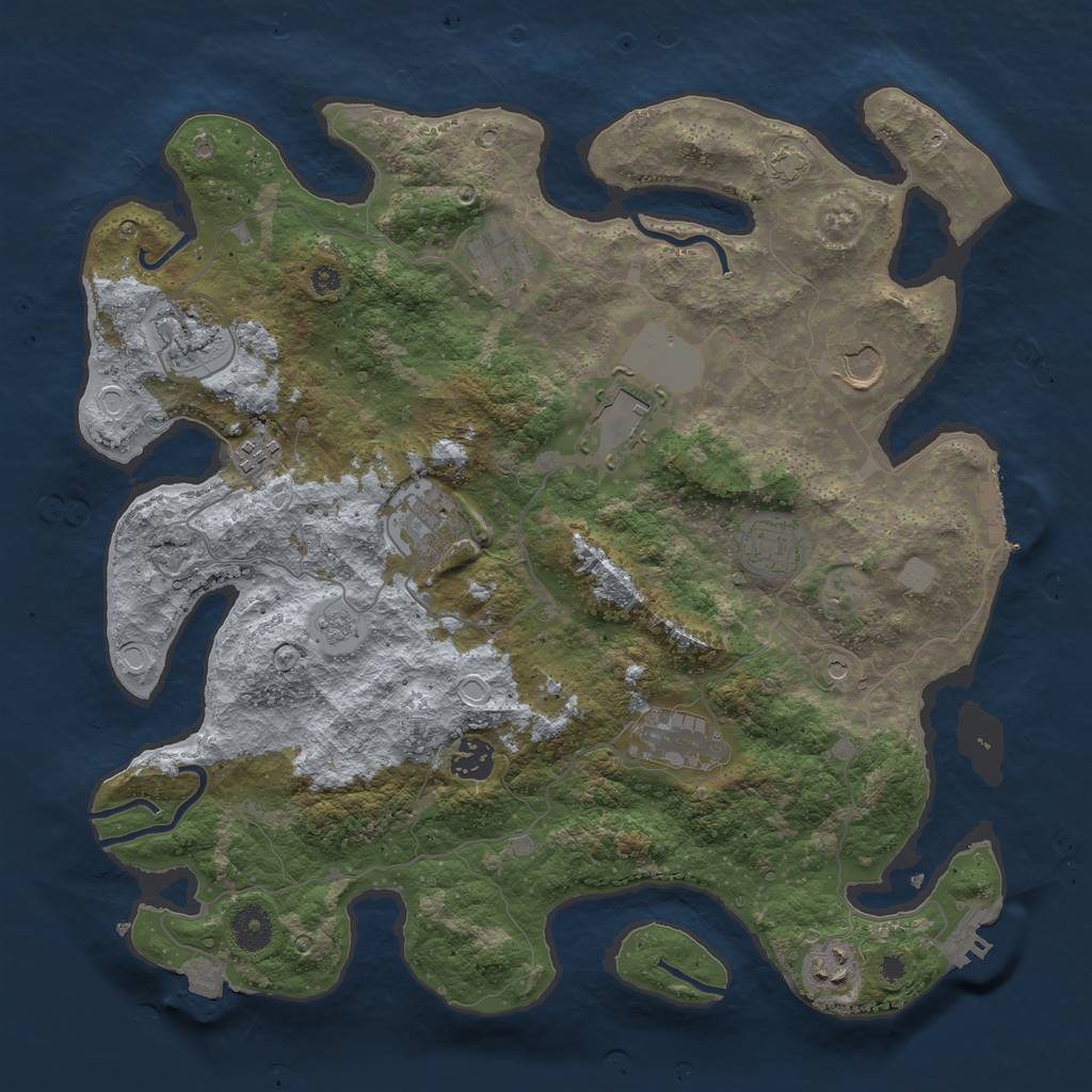 Rust Map: Procedural Map, Size: 3750, Seed: 83461986, 18 Monuments