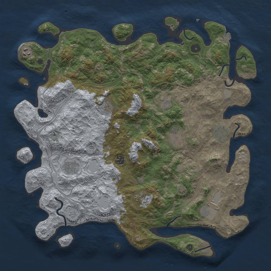 Rust Map: Procedural Map, Size: 4400, Seed: 28828414, 16 Monuments