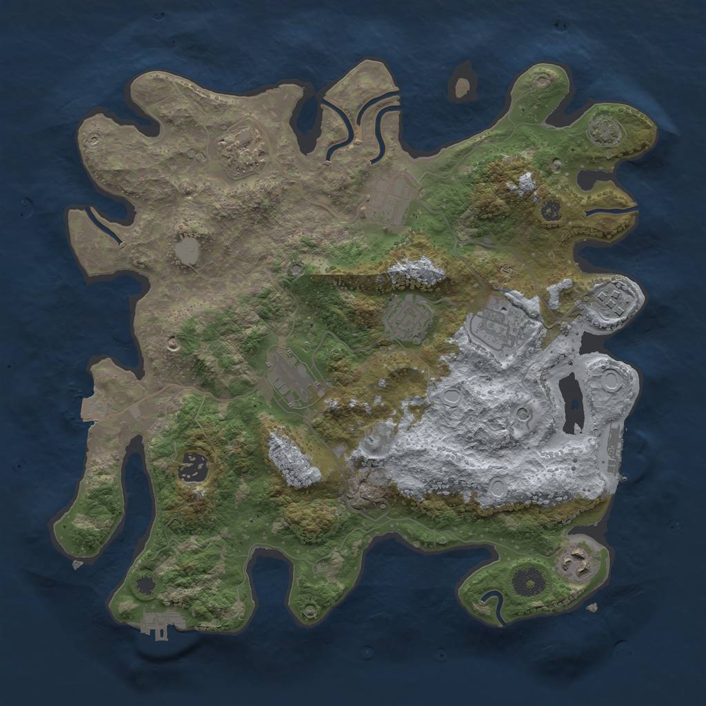 Rust Map: Procedural Map, Size: 3450, Seed: 28832688, 15 Monuments
