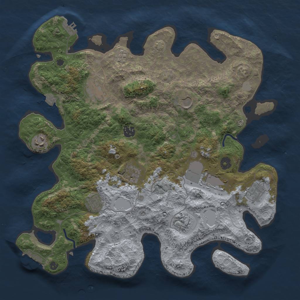 Rust Map: Procedural Map, Size: 3750, Seed: 7699501, 18 Monuments