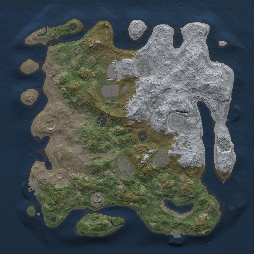 Rust Map: Procedural Map, Size: 3800, Seed: 96026001, 17 Monuments