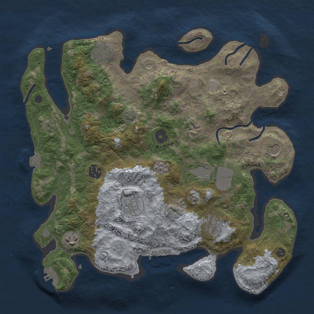 Rust Map: Procedural Map, Size: 3550, Seed: 41495230, 17 Monuments