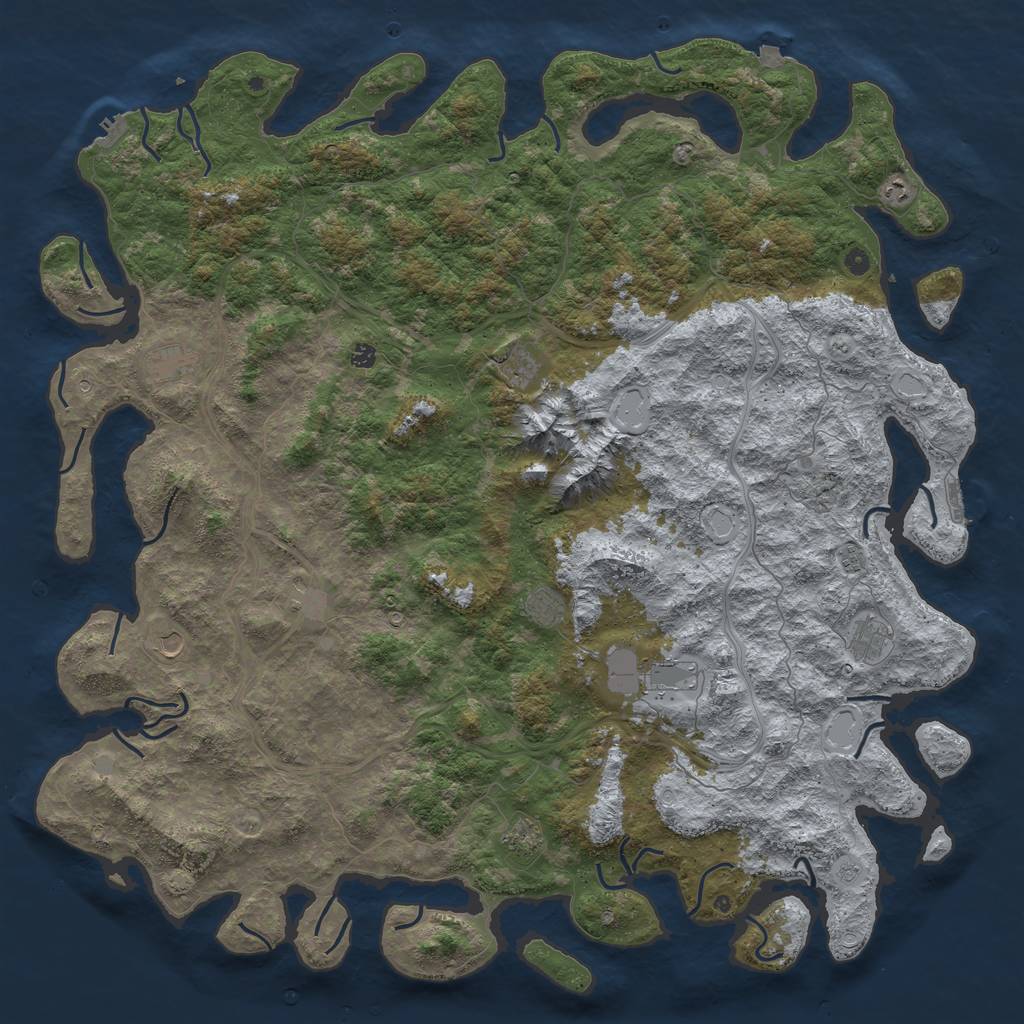 Rust Map: Procedural Map, Size: 6000, Seed: 274615, 19 Monuments