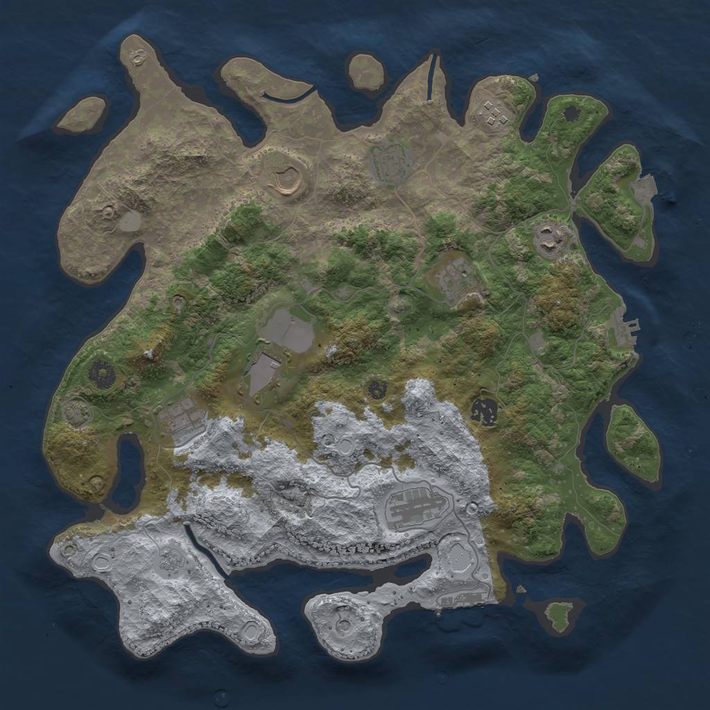 Rust Map: Procedural Map, Size: 3800, Seed: 30504560, 17 Monuments