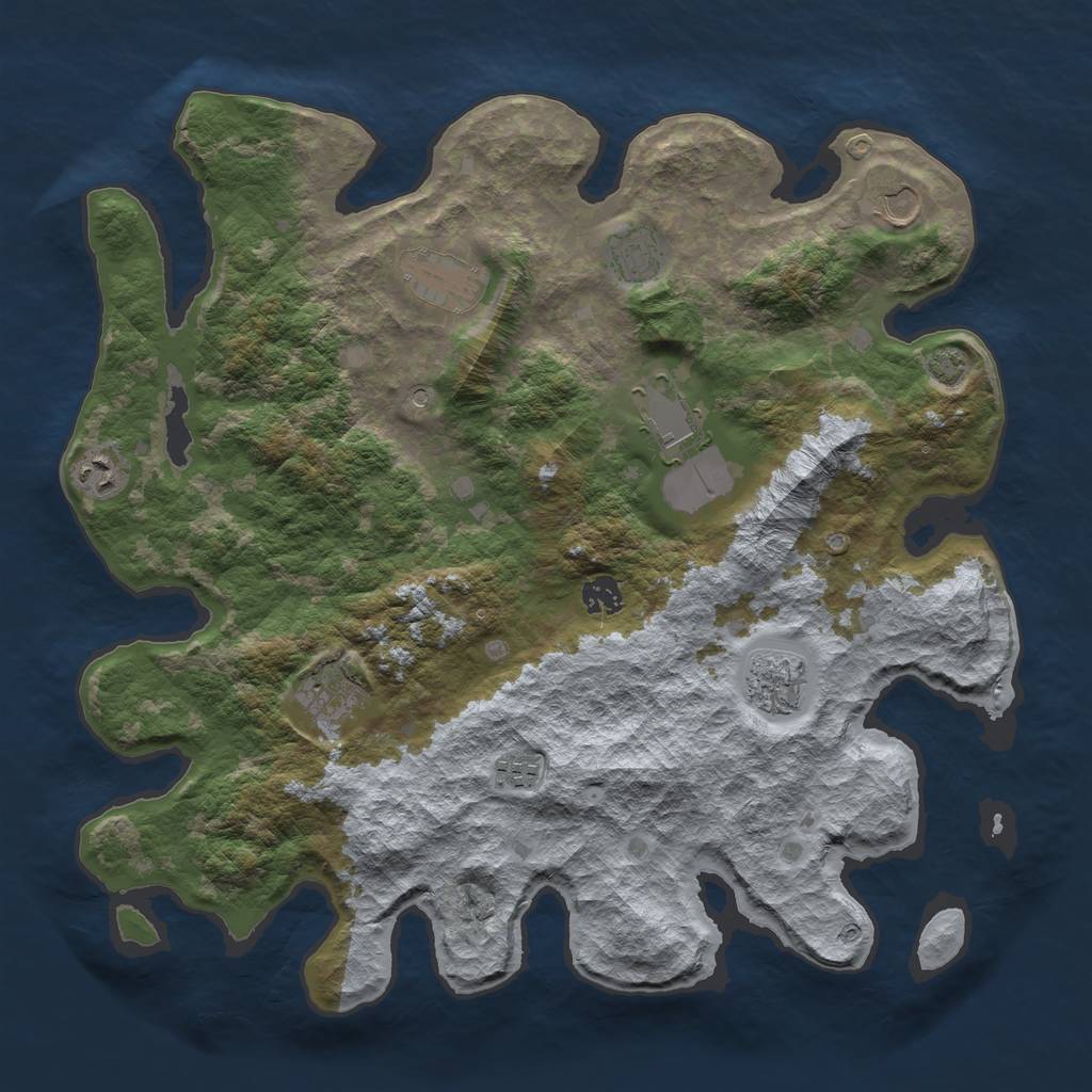 Rust Map: Barren, Size: 4100, Seed: 62688436, 13 Monuments