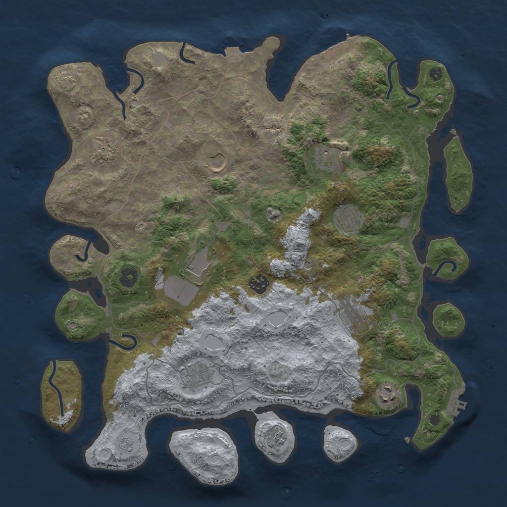 Rust Map: Procedural Map, Size: 4000, Seed: 12487, 18 Monuments