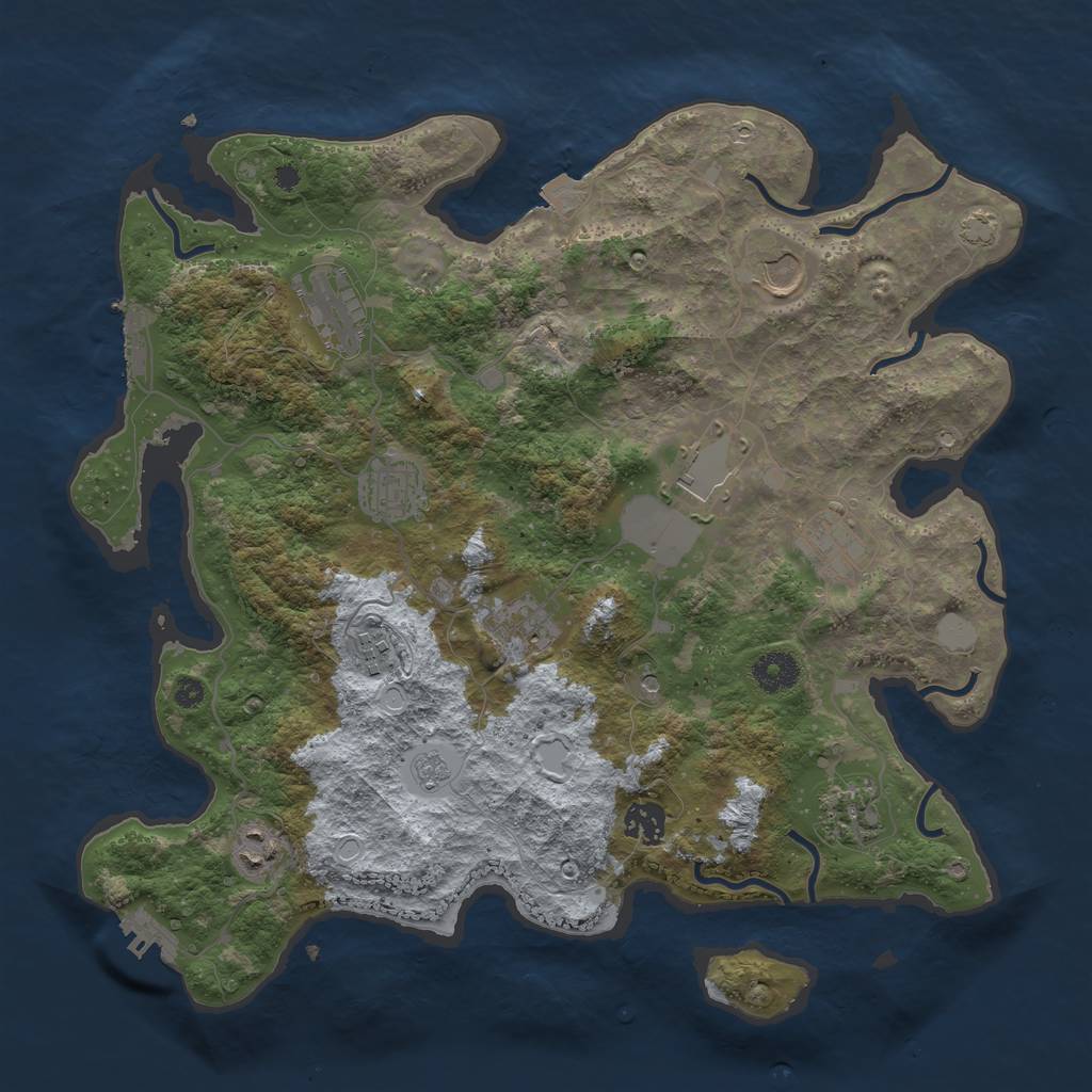 Rust Map: Procedural Map, Size: 3750, Seed: 65106320, 18 Monuments