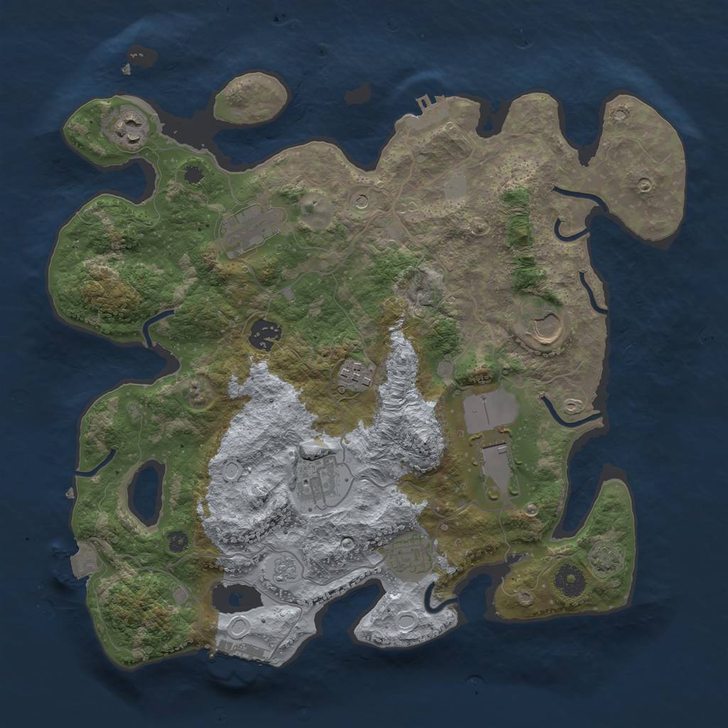 Rust Map: Procedural Map, Size: 3500, Seed: 37256732, 16 Monuments