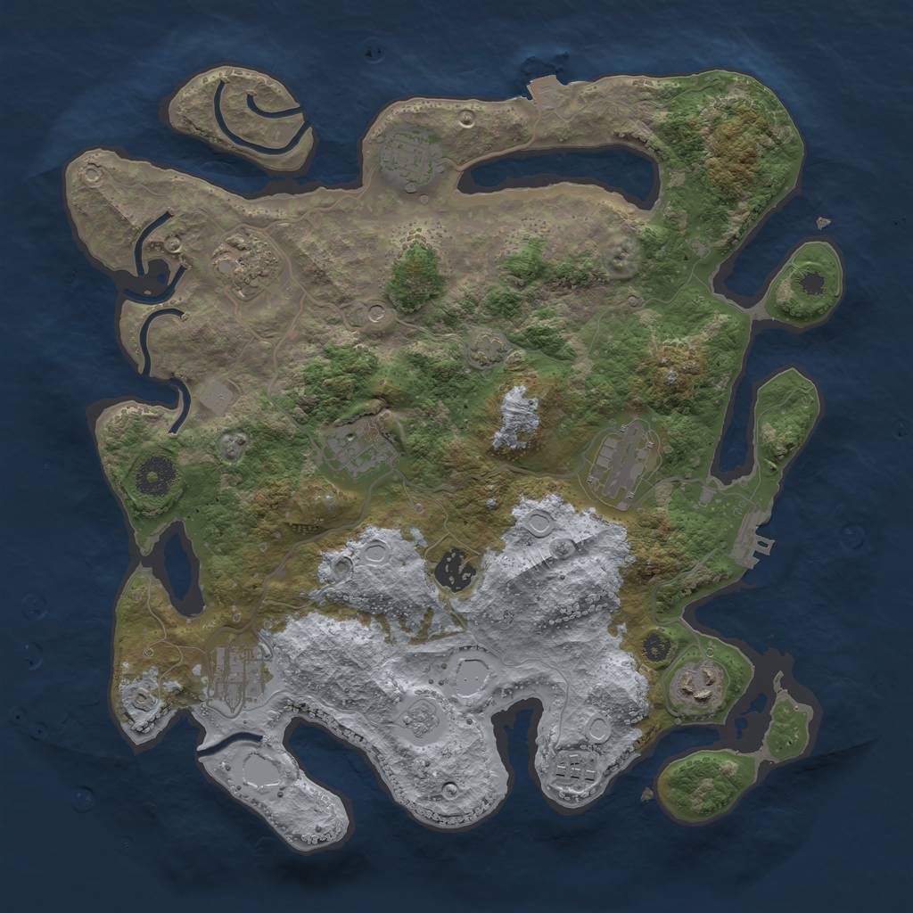 Rust Map: Procedural Map, Size: 3450, Seed: 17839578, 15 Monuments