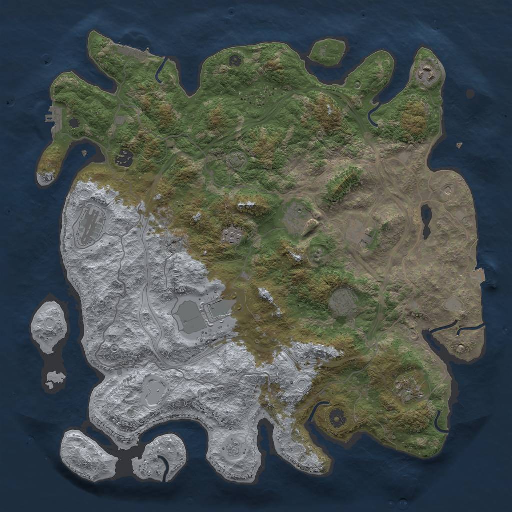 Rust Map: Procedural Map, Size: 4250, Seed: 49640601, 17 Monuments