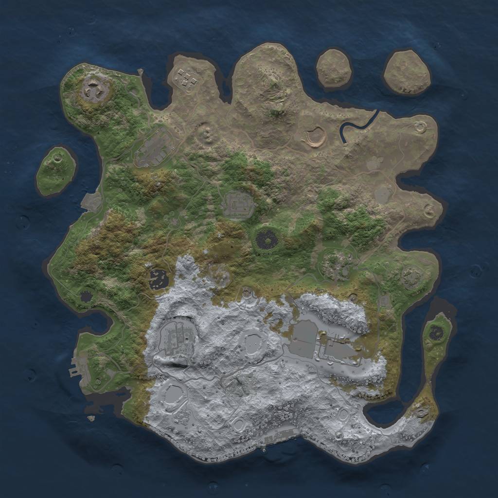 Rust Map: Procedural Map, Size: 3600, Seed: 39322622, 17 Monuments