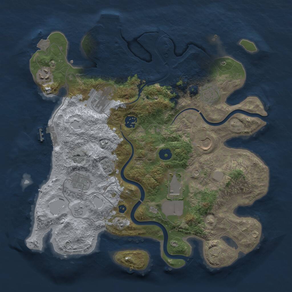 Rust Map: Procedural Map, Size: 3550, Seed: 49388392, 14 Monuments