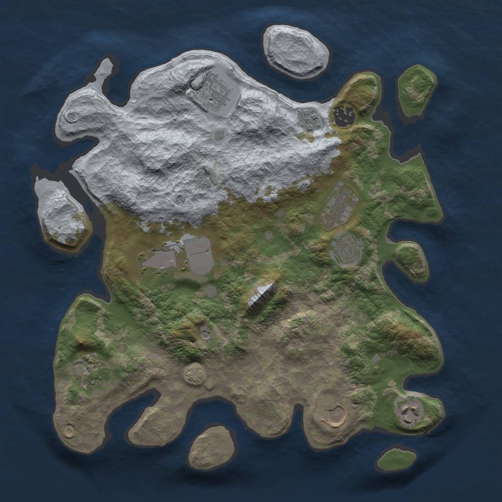 Rust Map: Barren, Size: 3500, Seed: 87453333, 13 Monuments