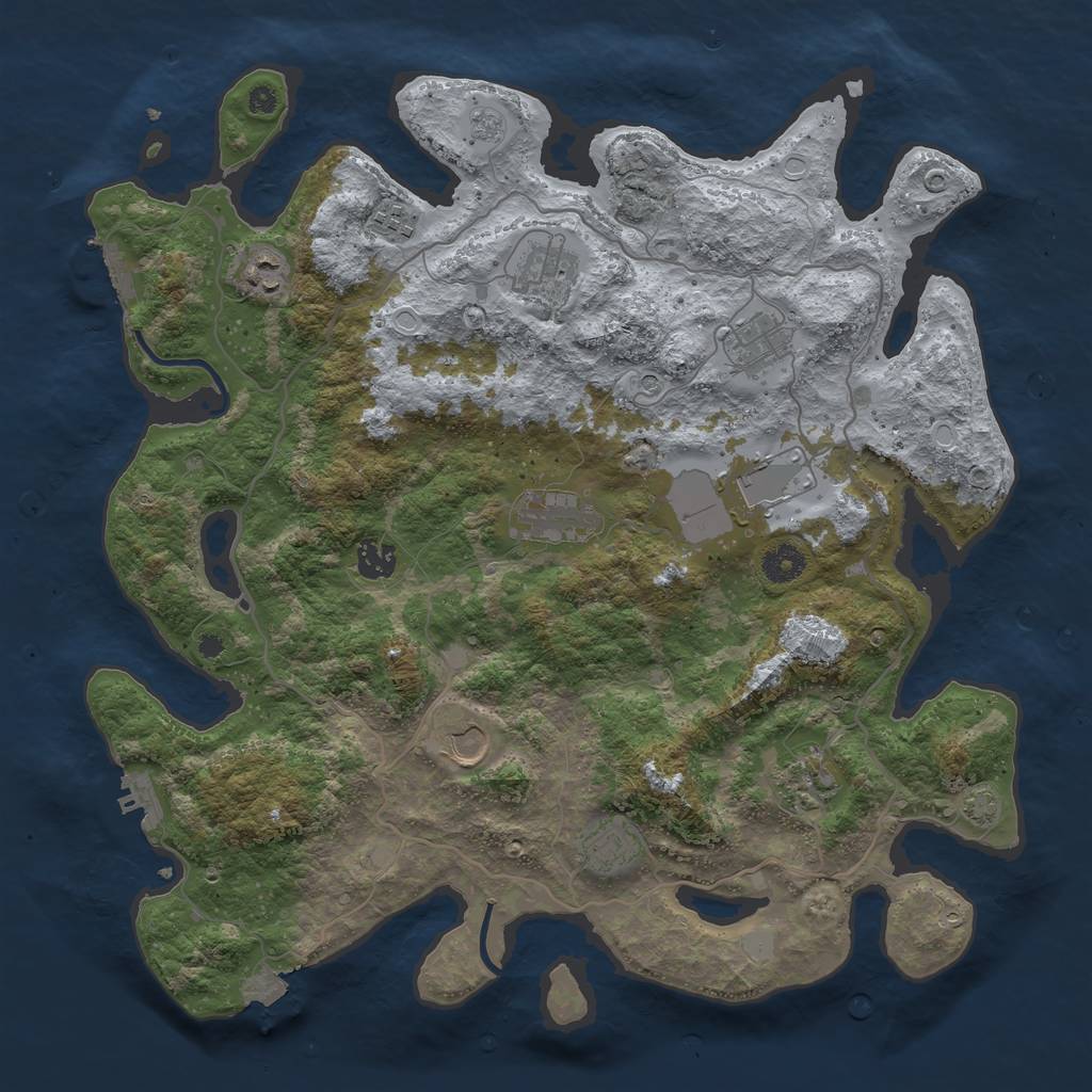 Rust Map: Procedural Map, Size: 4000, Seed: 344380448, 18 Monuments
