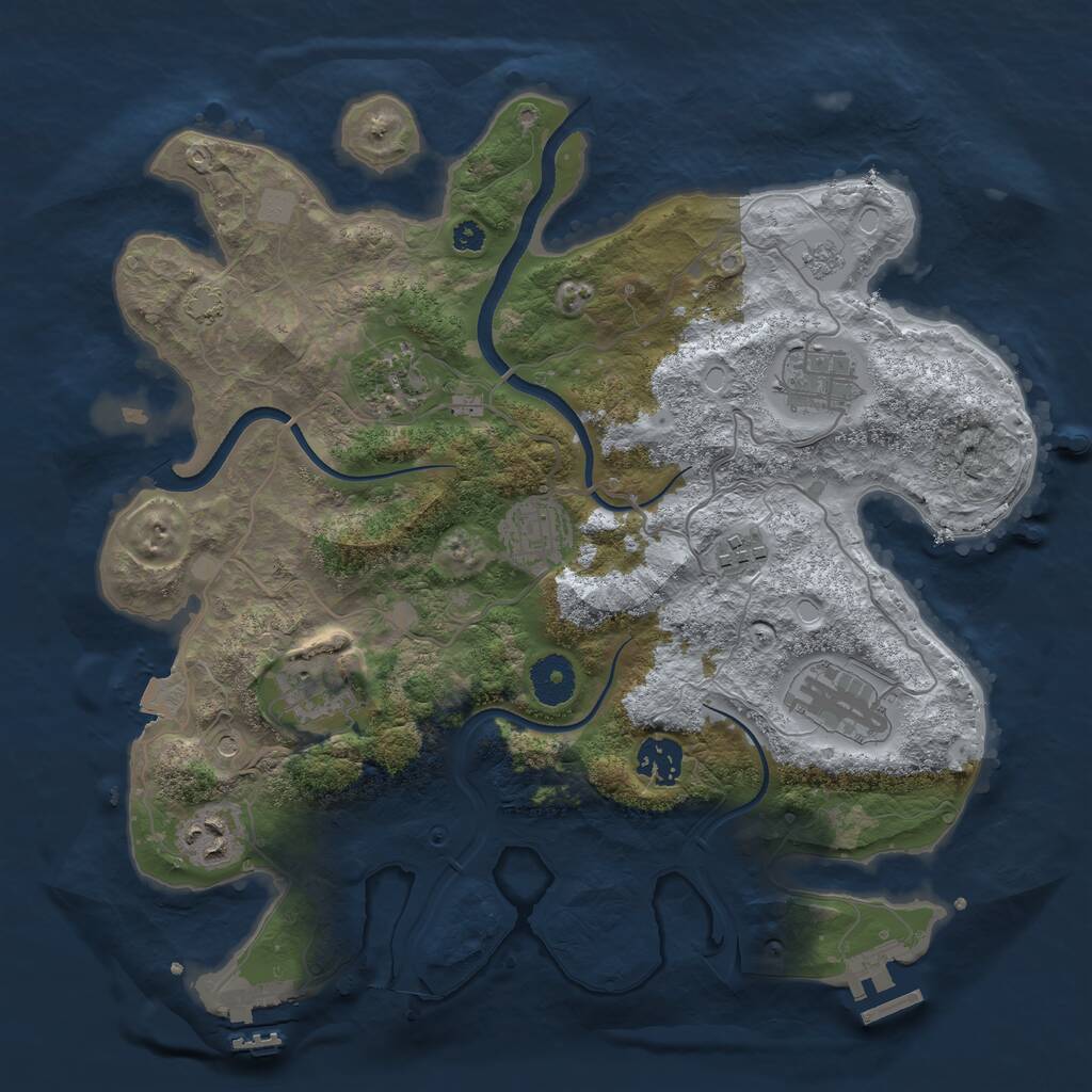 Rust Map: Procedural Map, Size: 3450, Seed: 96683796, 14 Monuments