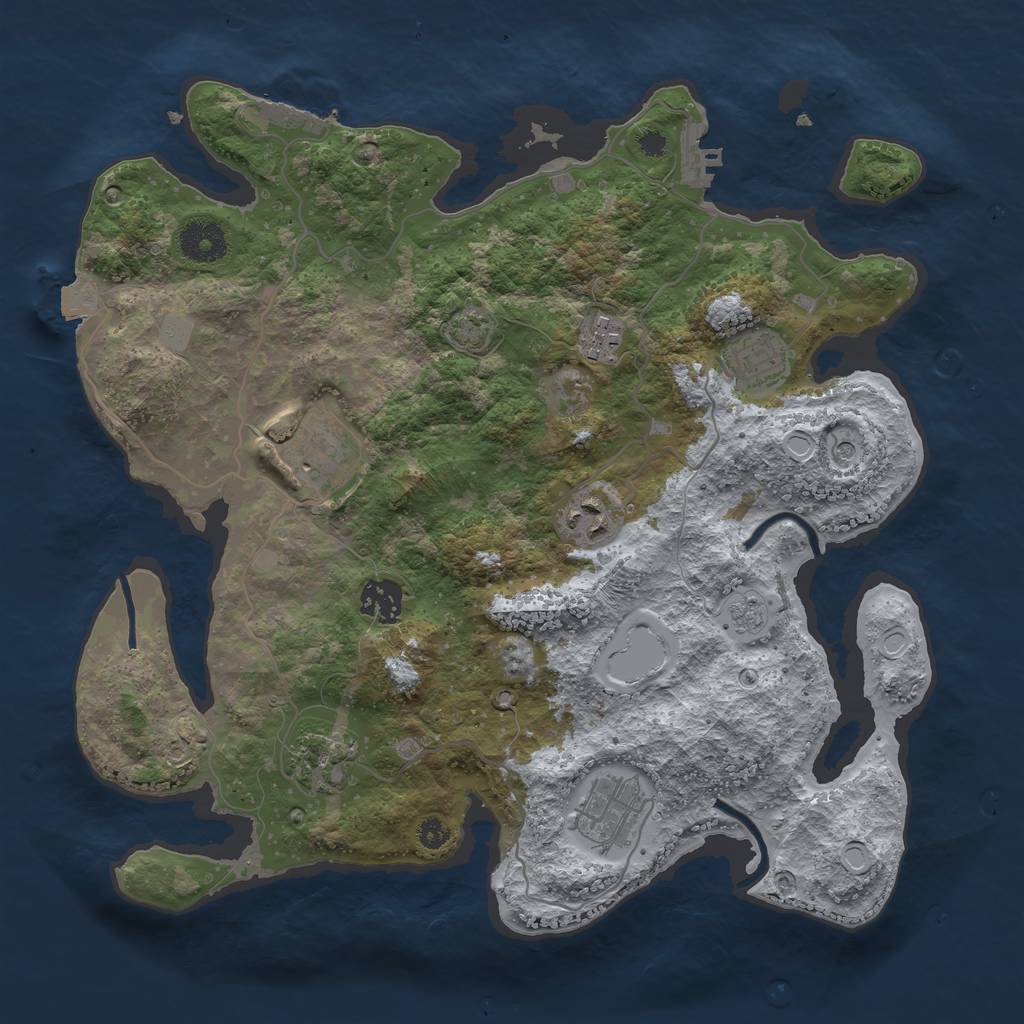 Rust Map: Procedural Map, Size: 3450, Seed: 88167468, 15 Monuments