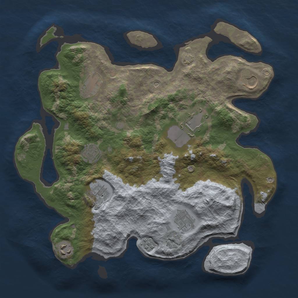 Rust Map: Barren, Size: 3500, Seed: 94872313, 12 Monuments