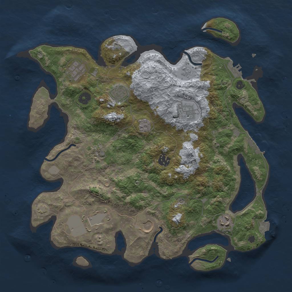 Rust Map: Procedural Map, Size: 3600, Seed: 2813983, 17 Monuments