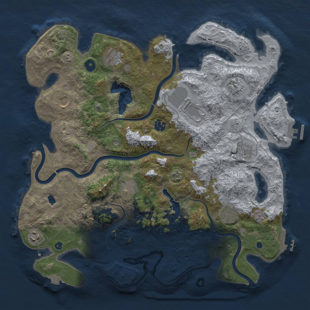 Rust Map: Procedural Map, Size: 4100, Seed: 84273858, 16 Monuments
