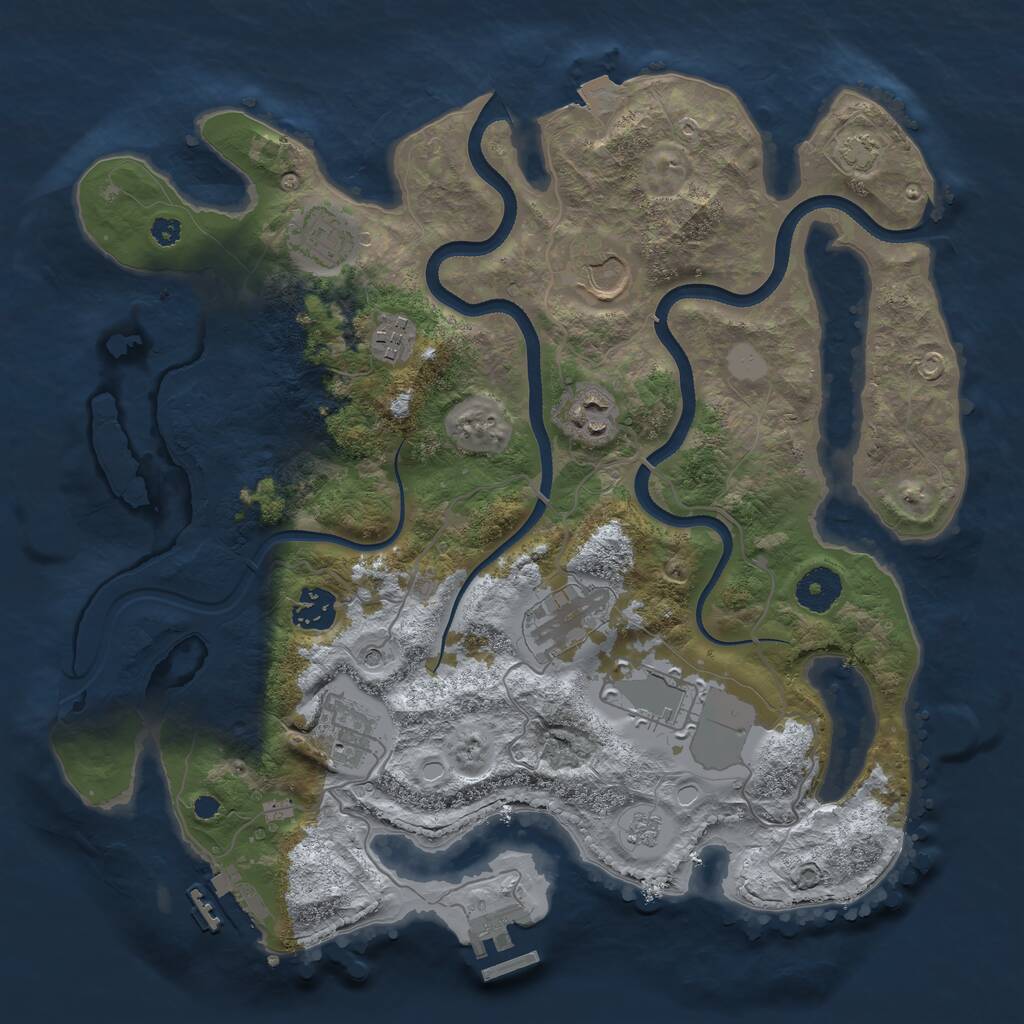 Rust Map: Procedural Map, Size: 3500, Seed: 1621135591, 14 Monuments