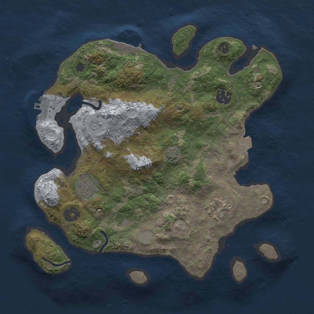 Rust Map: Procedural Map, Size: 3000, Seed: 916644875, 10 Monuments