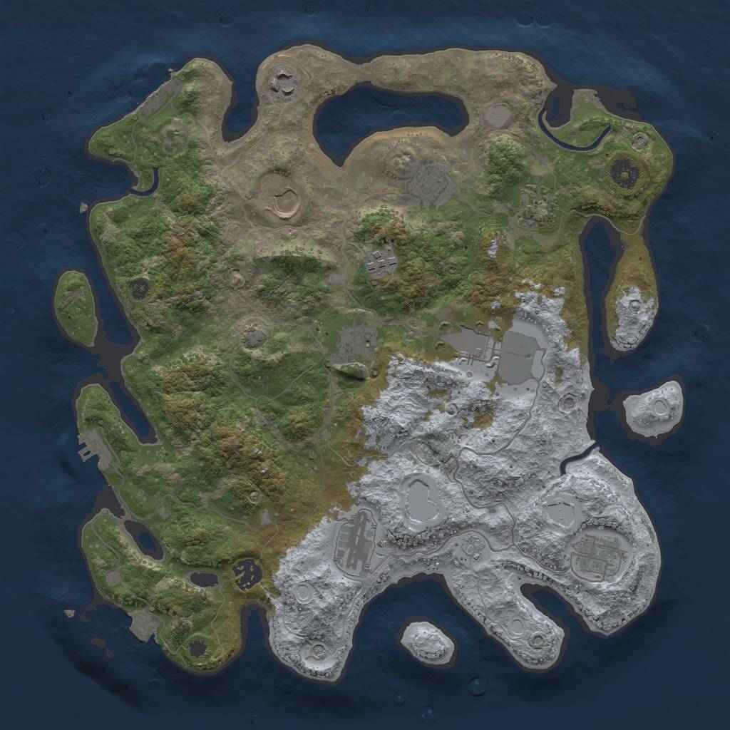 Rust Map: Procedural Map, Size: 3750, Seed: 80946210, 18 Monuments