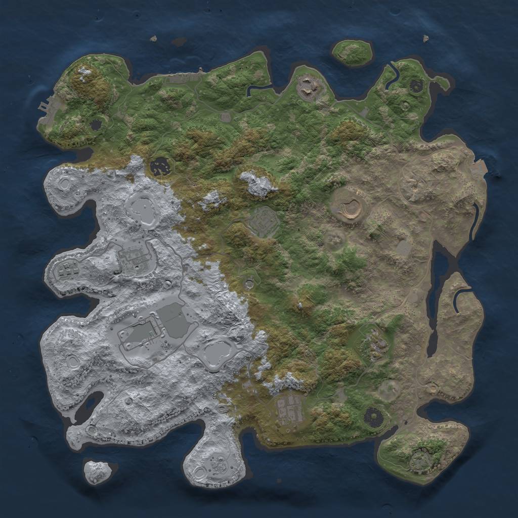 Rust Map: Procedural Map, Size: 3950, Seed: 97809642, 17 Monuments
