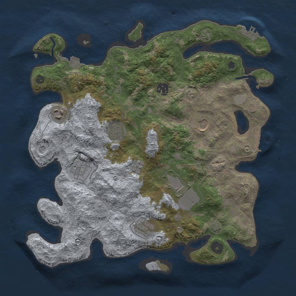 Rust Map: Procedural Map, Size: 3600, Seed: 56513692, 16 Monuments