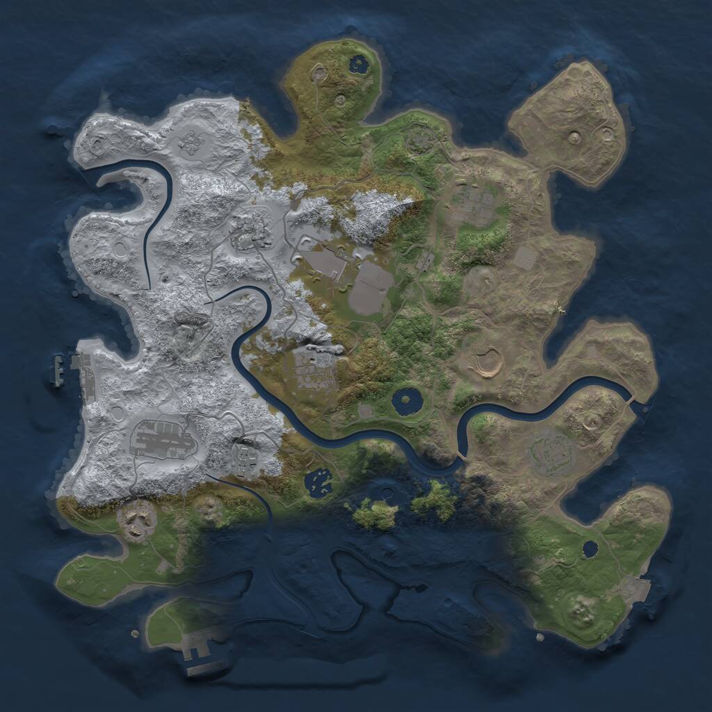 Rust Map: Procedural Map, Size: 3650, Seed: 11855622, 16 Monuments