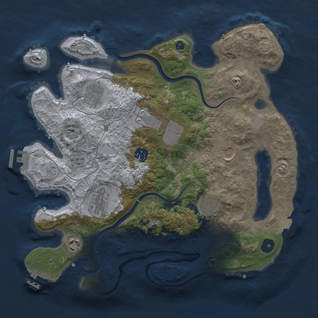 Rust Map: Procedural Map, Size: 3500, Seed: 1989887915, 14 Monuments