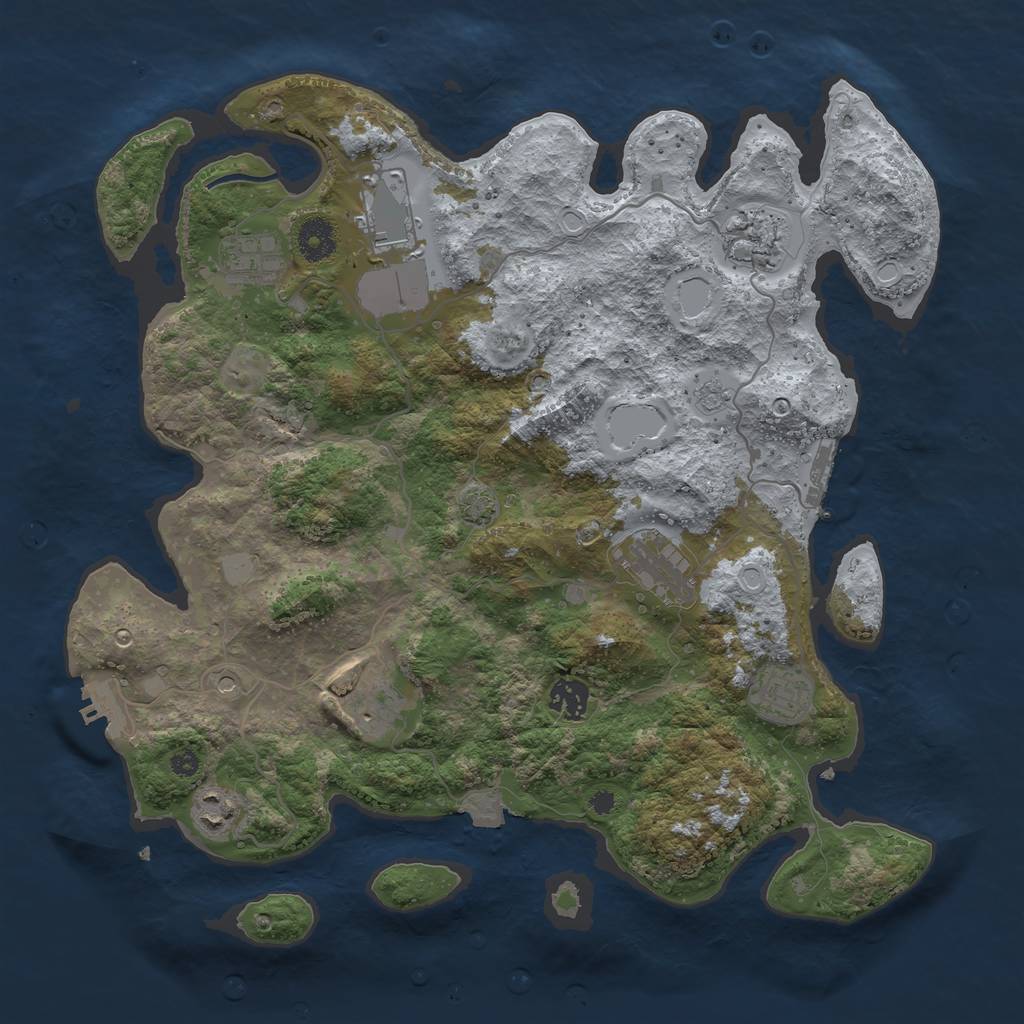 Rust Map: Procedural Map, Size: 3750, Seed: 58824115, 16 Monuments