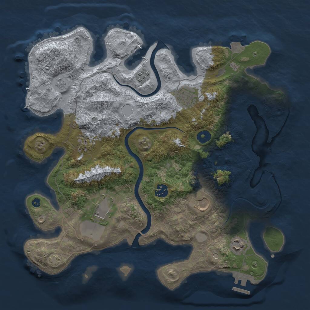 Rust Map: Procedural Map, Size: 3500, Seed: 747517375, 12 Monuments