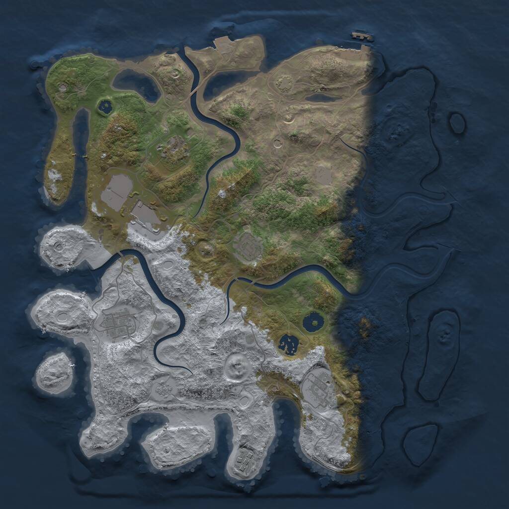Rust Map: Procedural Map, Size: 3800, Seed: 18610502, 12 Monuments