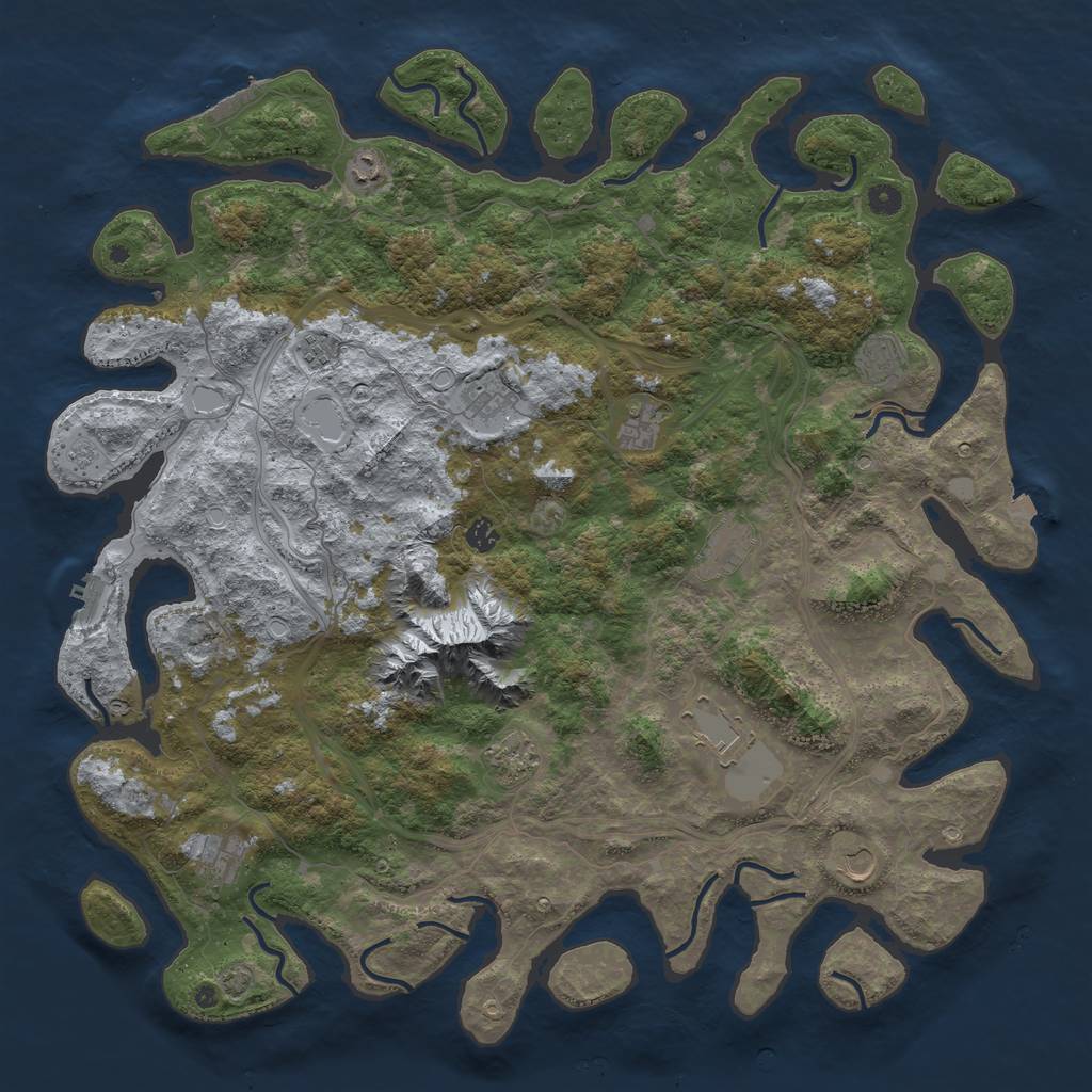 Rust Map: Procedural Map, Size: 5000, Seed: 713988105, 19 Monuments
