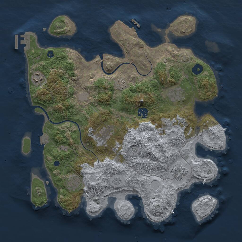 Rust Map: Procedural Map, Size: 3450, Seed: 43537342, 13 Monuments