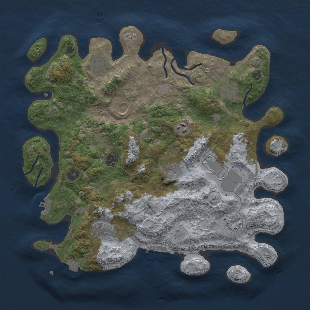 Rust Map: Procedural Map, Size: 3900, Seed: 27498325, 18 Monuments
