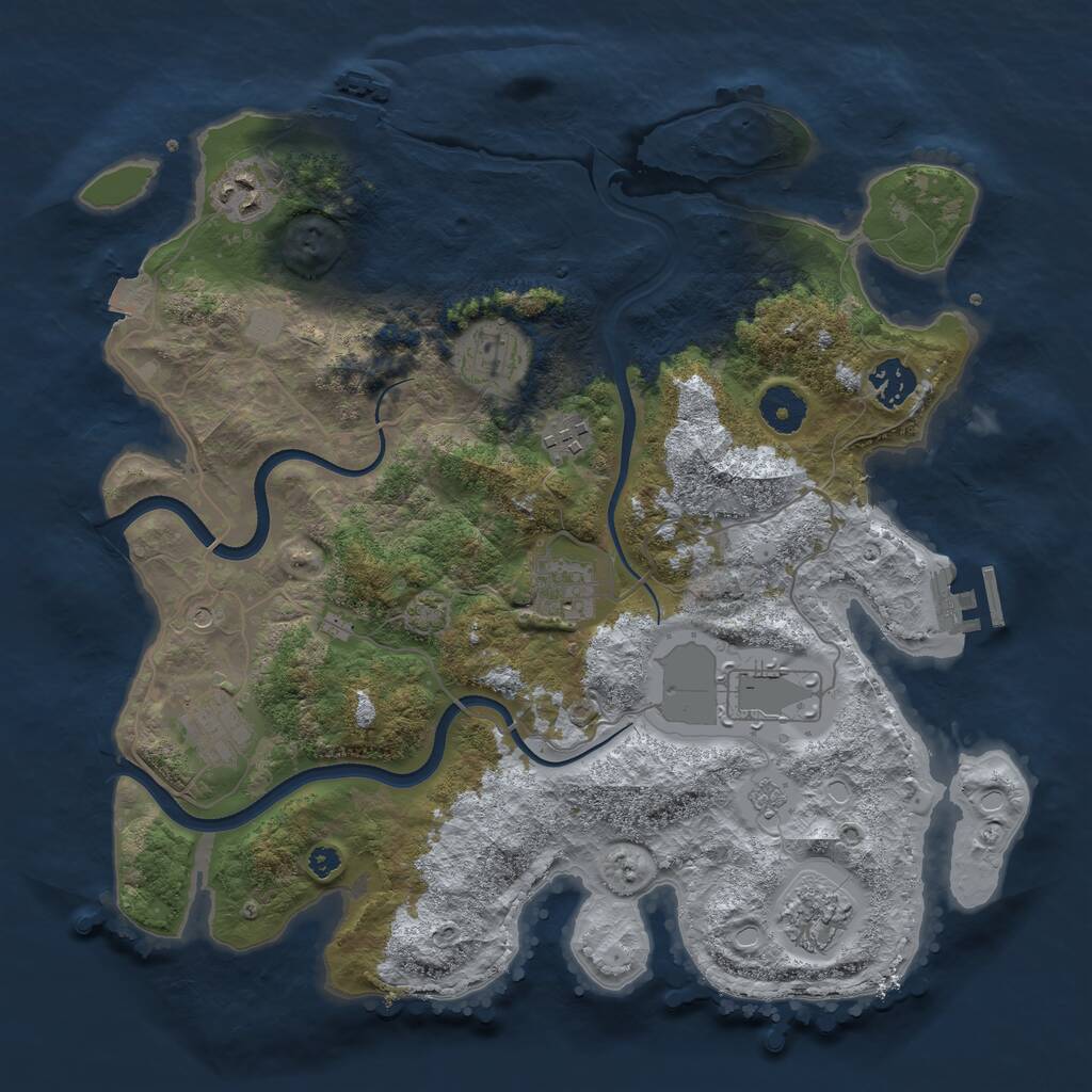 Rust Map: Procedural Map, Size: 3600, Seed: 955740105, 14 Monuments