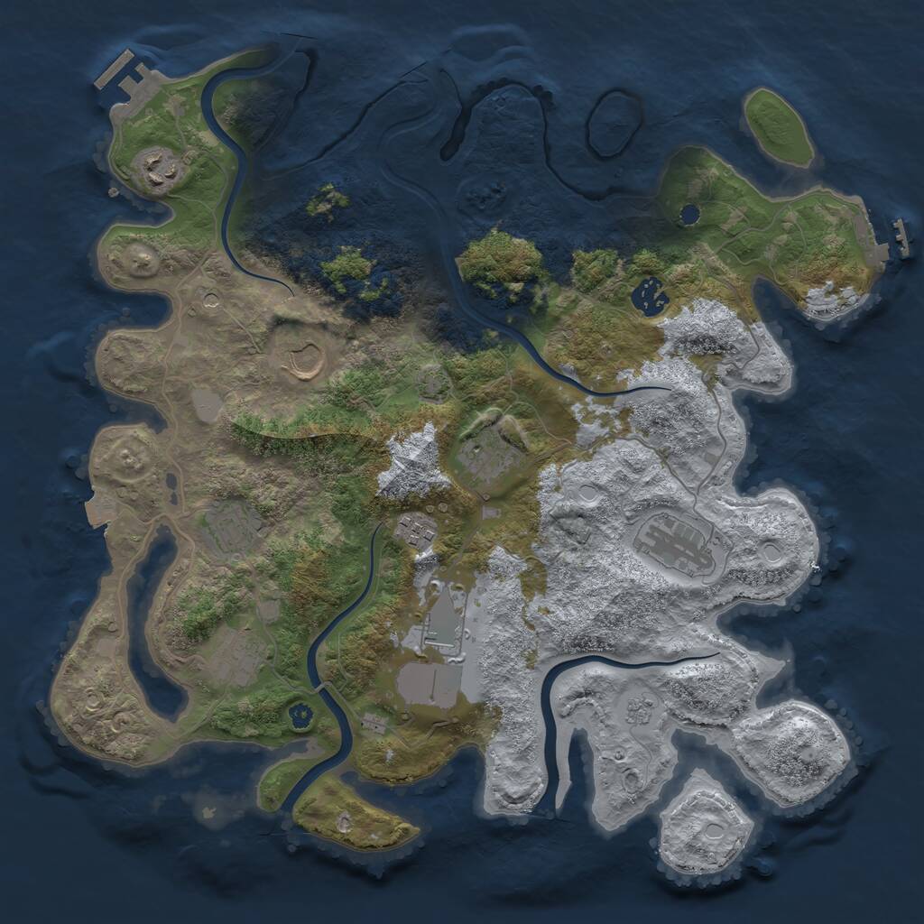 Rust Map: Procedural Map, Size: 3800, Seed: 28306031, 15 Monuments