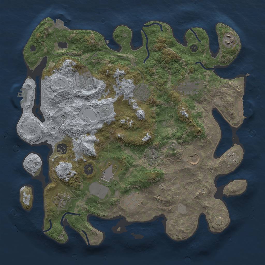 Rust Map: Procedural Map, Size: 3750, Seed: 739707905, 18 Monuments