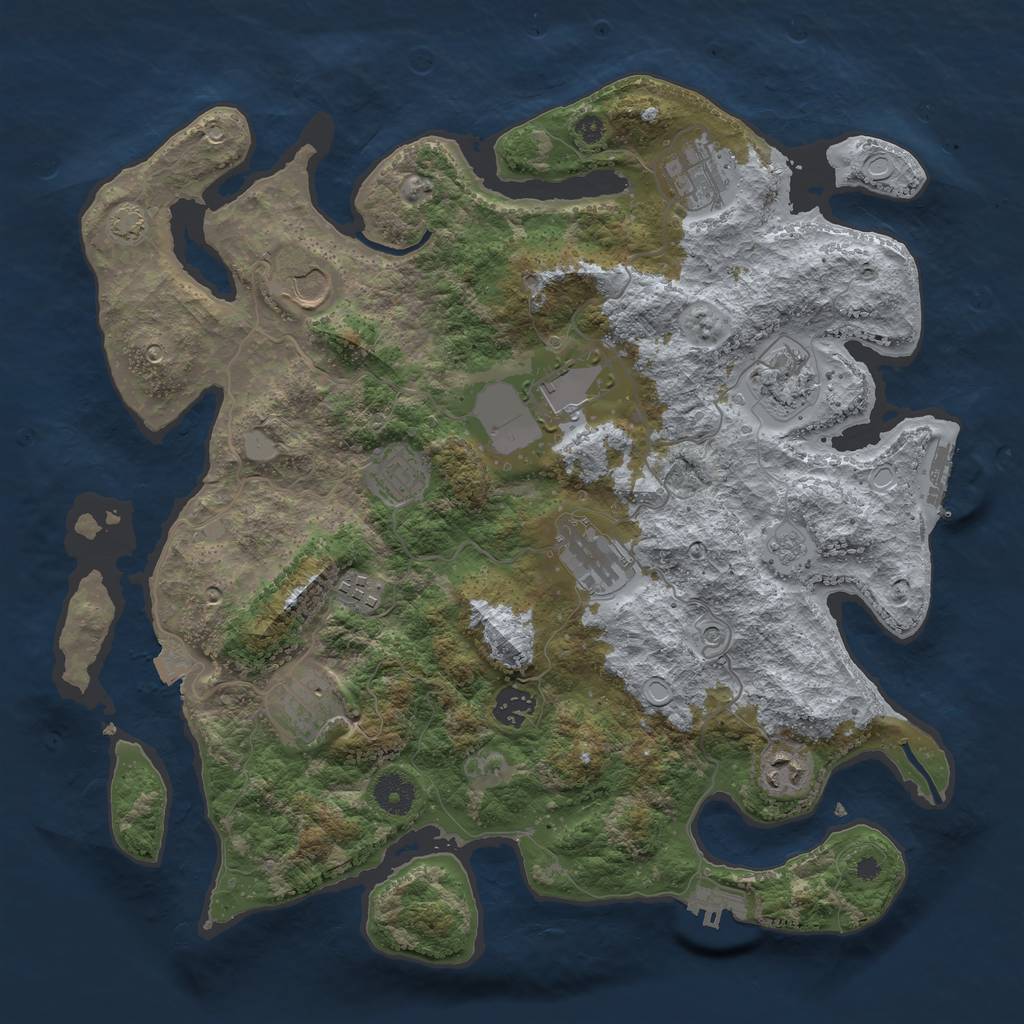 Rust Map: Procedural Map, Size: 3800, Seed: 38350489, 18 Monuments