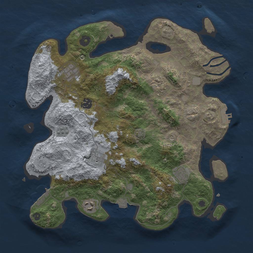 Rust Map: Procedural Map, Size: 3450, Seed: 18151857, 15 Monuments