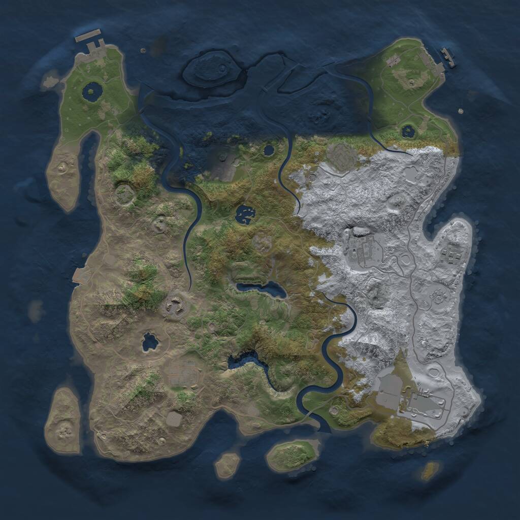 Rust Map: Procedural Map, Size: 4000, Seed: 1410321677, 14 Monuments